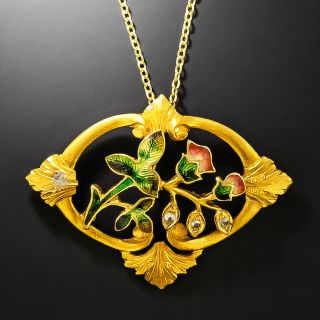 Art Nouveau Diamond and Enamel Pendant - 3