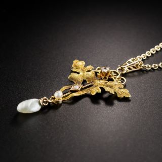Art Nouveau Diamond and Freshwater Pearl Lavaliere 