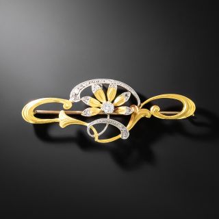 Art Nouveau Diamond Flower Brooch - 2