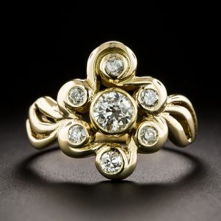Art Nouveau Diamond Flower Ring - 3