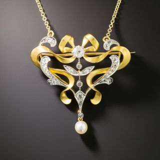 Art Nouveau Diamond Lavalière/Brooch - 4