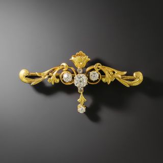 Art Nouveau Diamond Scroll Brooch - 2
