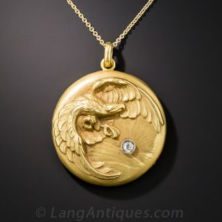 Art Nouveau Eagle Locket - 2