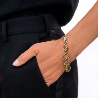 Art Nouveau Emerald and Diamond Bracelet