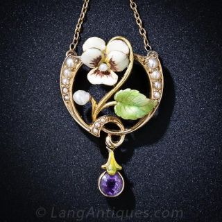 Art Nouveau Enamel and Amethyst Necklace