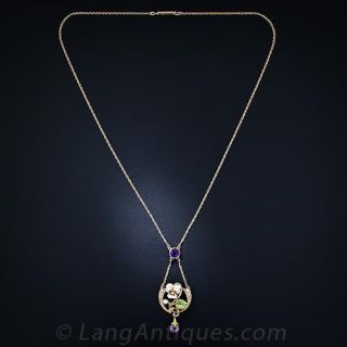Art Nouveau Enamel and Amethyst Necklace