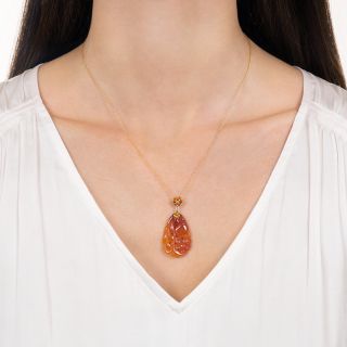 Art Nouveau Enamel and Carved Carnelian Necklace