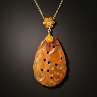 Art Nouveau Enamel and Carved Carnelian Necklace - 3