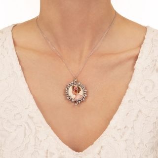 Art Nouveau Enamel and Diamond Portrait Pendant