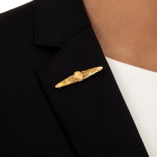 Art Nouveau Enamel Femme Bar Brooch by Krementz