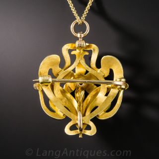 Art Nouveau Enamel Floral Drop