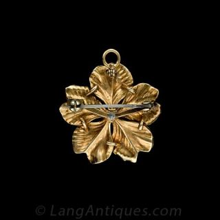 Art Nouveau Enamel Flower Pin