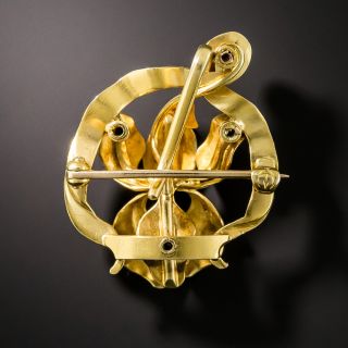 Art Nouveau Enamel Iris Pin 