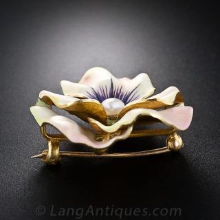 Art Nouveau Enamel Pansy Pin