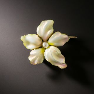Art Nouveau Enamel Pearl Brooch by Henry Blank & Co. - 2