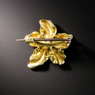 Art Nouveau Enamel Pearl Brooch by Henry Blank & Co.