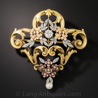 Art Nouveau Enamel Pendant/Brooch, Circa 1900 - 2