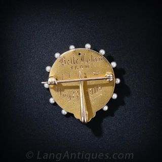 Art Nouveau Enamel Portrait Watch Pin - Circa 1905