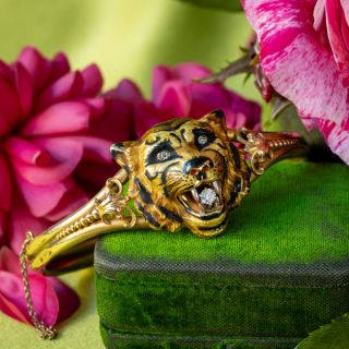 Art Nouveau Enamel Tiger Bangle by Alling & Co.