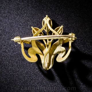 Art Nouveau Enamel Tulip Pin/Pendant