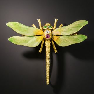 Art Nouveau Enameled Dragonfly by Riker Bros. - 2