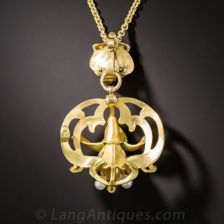 Art Nouveau Enameled Pendant by Krementz