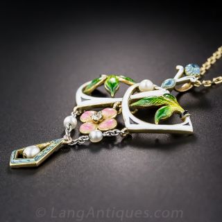 Art Nouveau Enameled Pendant Necklace