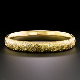 Art Nouveau Engraved Floral Bangle by Riker Bros. - 2