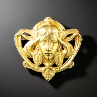 Art Nouveau Femme Brooch, by L. Janvier - 2