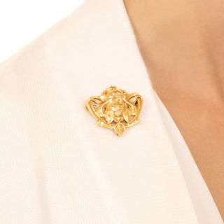 Art Nouveau Femme Brooch, by L. Janvier