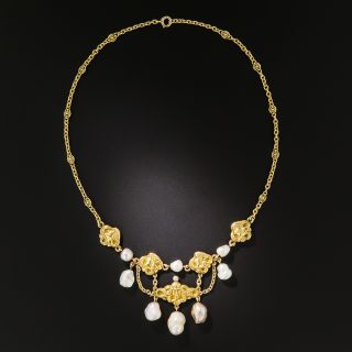 Art Nouveau Fresh Water Pearl Necklace - 4