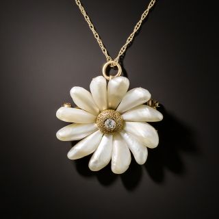 Art Nouveau Freshwater Pearl Flower Pendant/Pin - 3