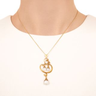 Art Nouveau Freshwater Pearl Lavalière Necklace