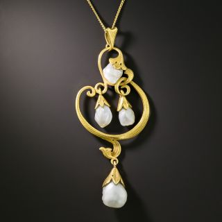 Art Nouveau Freshwater Pearl Lavalière Necklace - 2