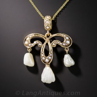 Art Nouveau Freshwater Pearl Pendant