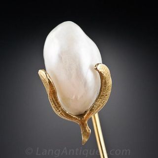 Art Nouveau Freshwater Pearl Stick Pin