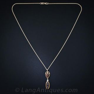 Art Nouveau Garnet and Diamond Pendant