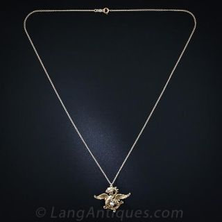 Art Nouveau Griffin and Pearl Pendant 