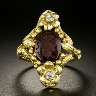 Art Nouveau Intaglio Carnelian and Diamond Ring - 3