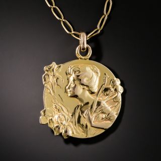Art Nouveau Iris Medal Pendant - 2