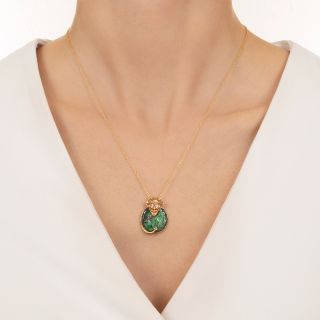 Art Nouveau Jade Devil Pendant
