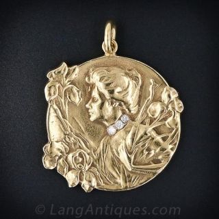 Art Nouveau Lady Pendant