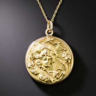Art Nouveau Lady with Parasol Locket - 2