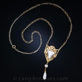 Art Nouveau Large Freshwater Pearl Necklace