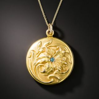 Art Nouveau Lily Motif Locket Pendant - 2