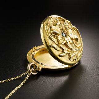 Art Nouveau Lily Motif Locket Pendant