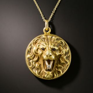Art Nouveau Lion Pendant Locket - 2