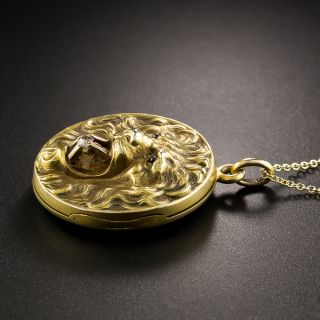 Art Nouveau Lion Pendant Locket