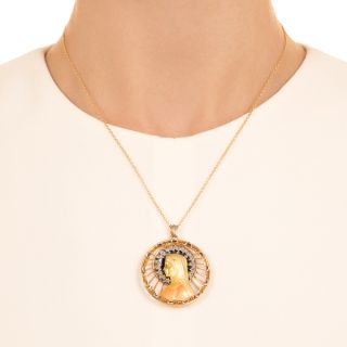 Art Nouveau Madonna Plique-à-Jour Enamel Pendant