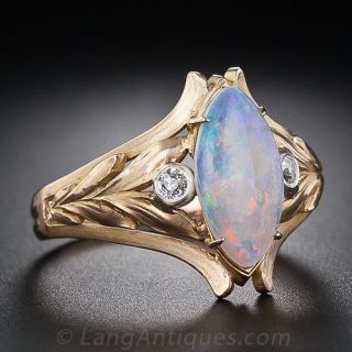 Art Nouveau Marquise Opal Ring 
